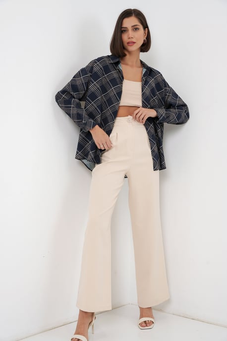 Oversized Plaid Button-Up Shirt - Image 2