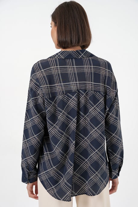 Oversized Plaid Button-Up Shirt - Image 5
