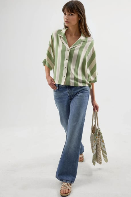 Relaxed Fit Striped Button-Up Shirt - Image 2