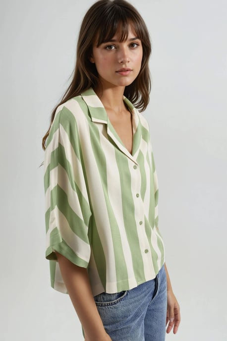 Relaxed Fit Striped Button-Up Shirt - Image 3