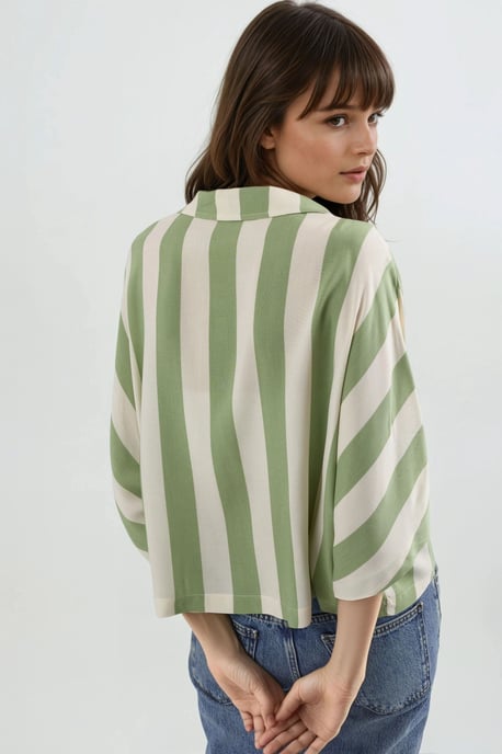 Relaxed Fit Striped Button-Up Shirt - Image 4