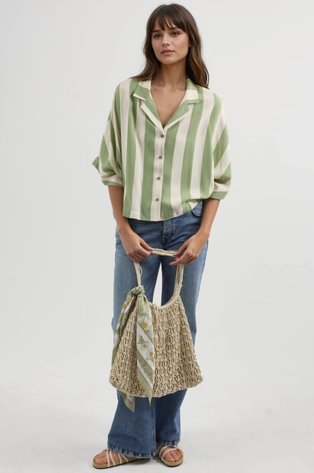 Relaxed Fit Striped Button-Up Shirt - Image 5