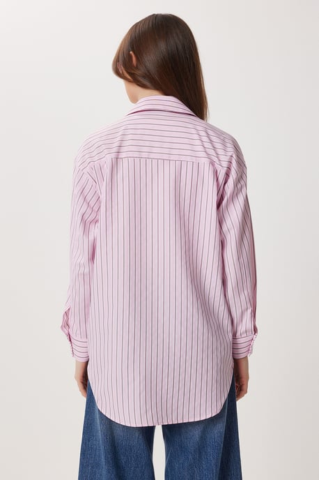 Överdimensionerad randig poplin skjorta med broderi - Image 5