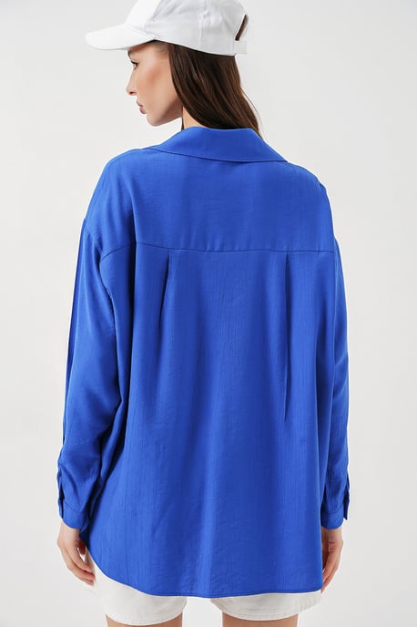 Oversized Long-Sleeve Button-Up Shirt - Image 5