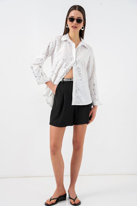 Oversized gestreepte blouse met knopen - Image 2