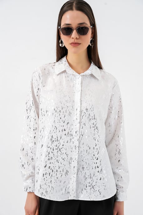Oversized gestreepte blouse met knopen - Image 4