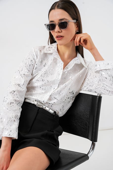 Oversized gestreepte blouse met knopen - Image 5