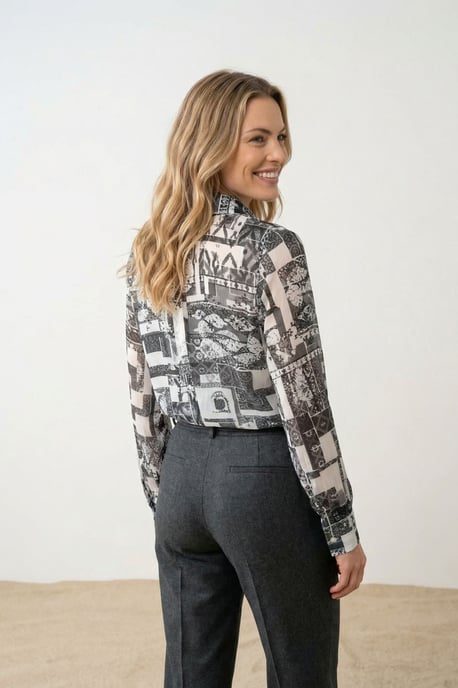 Geometric Pattern Button-Up Shirt - Image 3