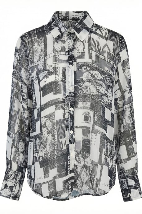 Geometric Pattern Button-Up Shirt - Image 6