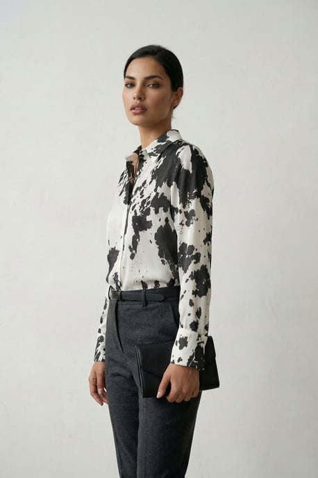 Abstracte Print Knop-Overshirt - Image 3