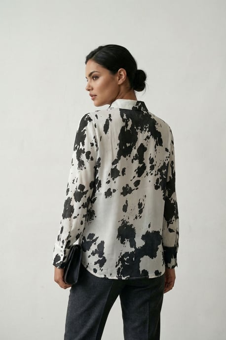 Abstracte Print Knop-Overshirt - Image 4