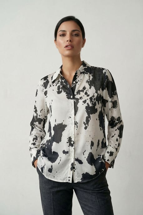 Abstracte Print Knop-Overshirt - Image 6