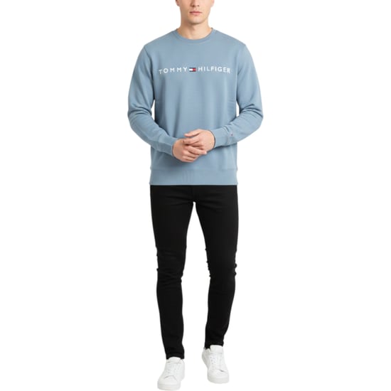 Tommy Hilfiger Mens Sweatshirt Terry Cotton Embroidered Logo Pullover Jumper - Image 1