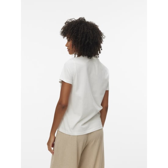 Vero Moda vmkarma s/s o-neck t-shirt jrs btq 10345912 snow white flower pocket - Image 4