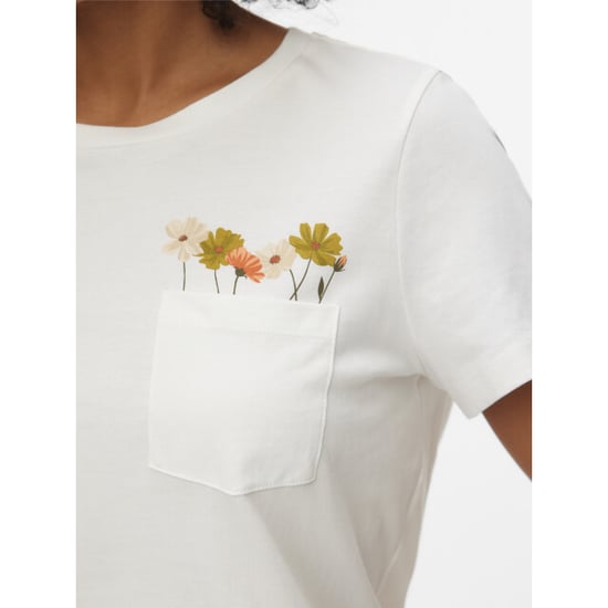 Vero Moda vmkarma s/s o-neck t-shirt jrs btq 10345912 snow white flower pocket - Image 5