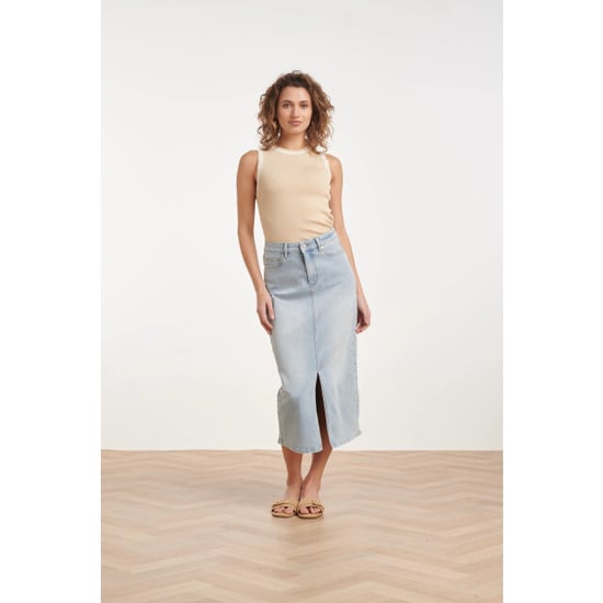 Smashed Lemon Lichtblauwe midi rok met split | - Image 1