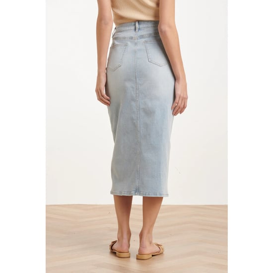 Smashed Lemon Lichtblauwe midi rok met split | - Image 6