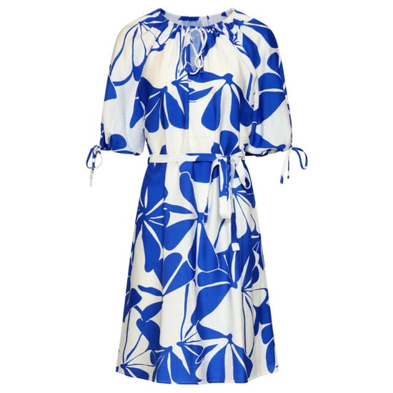 Smashed Lemon Blauw en wit korte jurk met abstracte bloemenprint | - Image 3