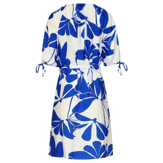 Smashed Lemon Blauw en wit korte jurk met abstracte bloemenprint | - Image 6