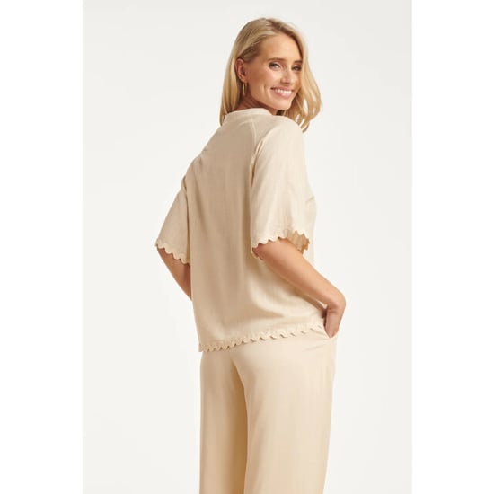 Smashed Lemon Dames blouse met golvende afwerking en korte mouwen | - Image 2