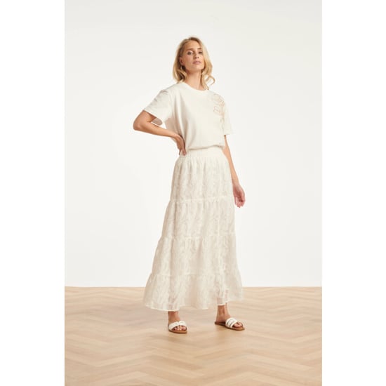 Smashed Lemon Maxi rok met abstracte structuur en elastische taille | - Image 4
