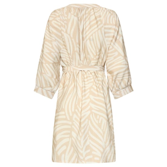 Smashed Lemon Beige jurk met abstracte print en tailleceintuur | - Image 5
