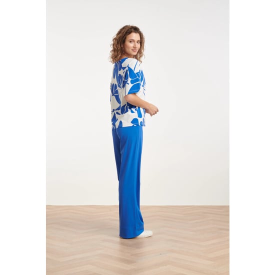 Smashed Lemon Blauwe wide leg broek met hoge taille | - Image 2