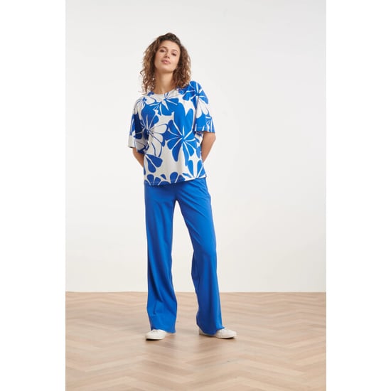 Smashed Lemon Blauwe wide leg broek met hoge taille | - Image 3
