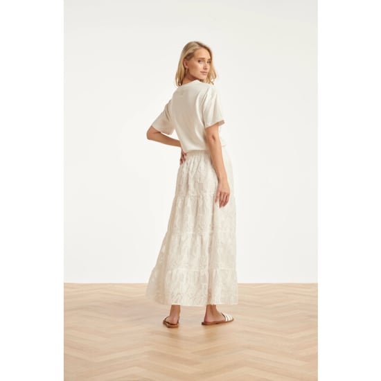 Smashed Lemon Maxi rok met abstracte structuur en elastische taille | - Image 6