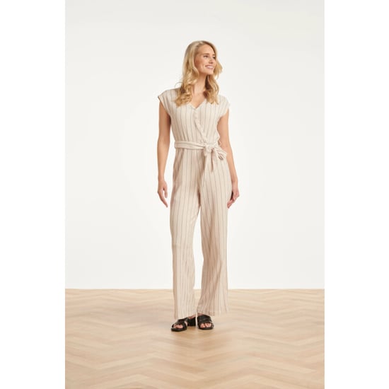 Smashed Lemon Gestreepte jumpsuit met ingeweven structuur | - Image 1