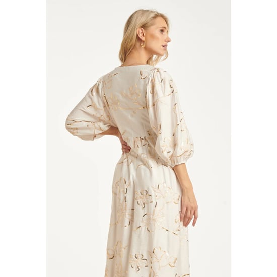 Smashed Lemon Maxi jurk met gouden borduursels en pailletten | - Image 4