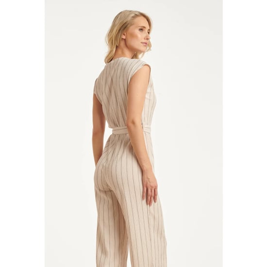 Smashed Lemon Gestreepte jumpsuit met ingeweven structuur | - Image 2