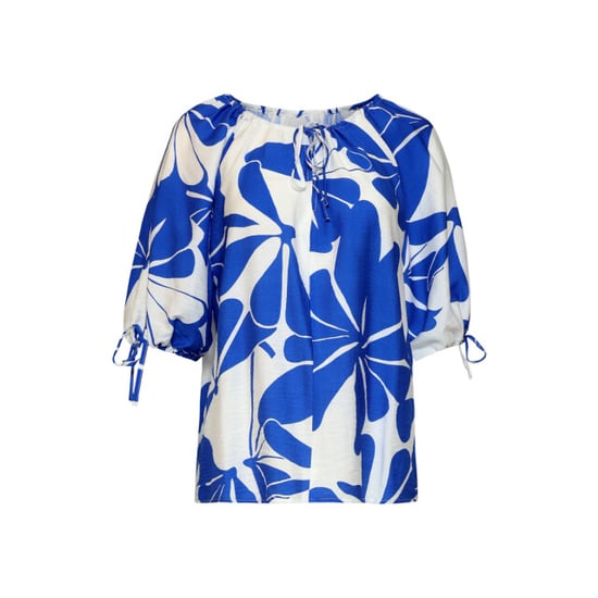 Smashed Lemon Blauw en wit top met bloemenprint en strikdetails | - Image 3