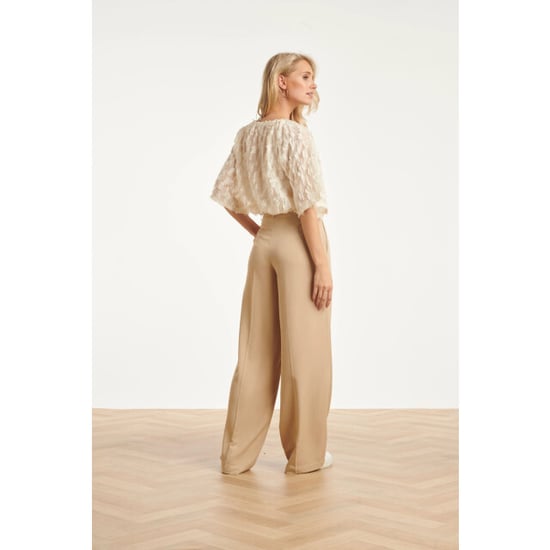 Smashed Lemon Crème top met transparante fringe structuurstof | - Image 3