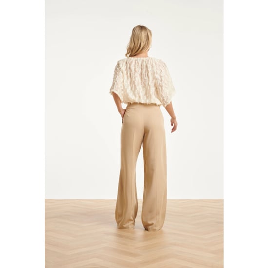 Smashed Lemon Crème top met transparante fringe structuurstof | - Image 4