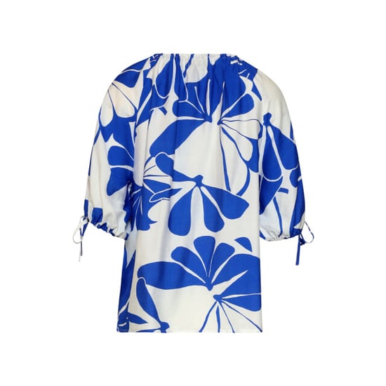 Smashed Lemon Blauw en wit top met bloemenprint en strikdetails | - Image 6