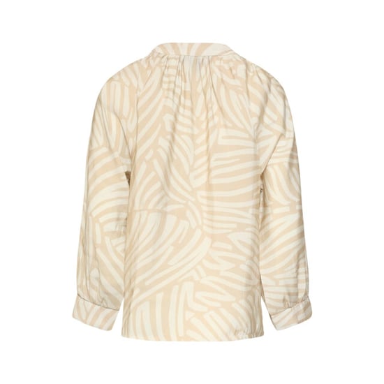 Smashed Lemon Beige blouse met abstracte print en halflange mouwen | - Image 4