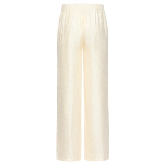 Smashed Lemon Crème wide leg broek met subtiele glans en crinkle structuur | - Image 3