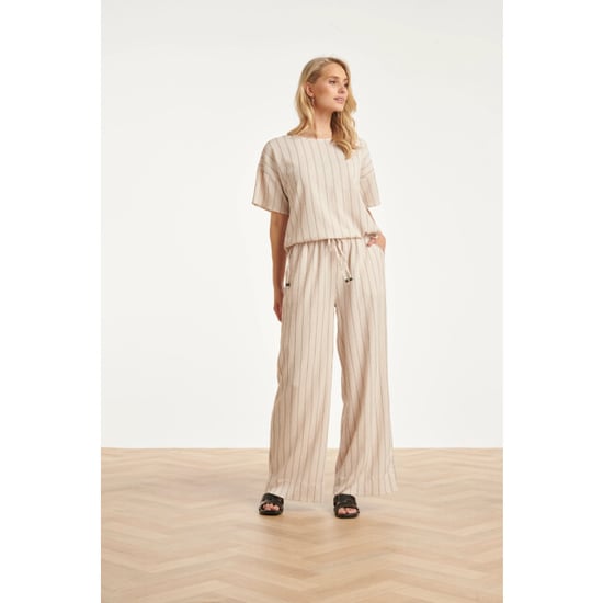 Smashed Lemon Gestreepte broek met ingeweven structuur en elastische tailleband | - Image 3