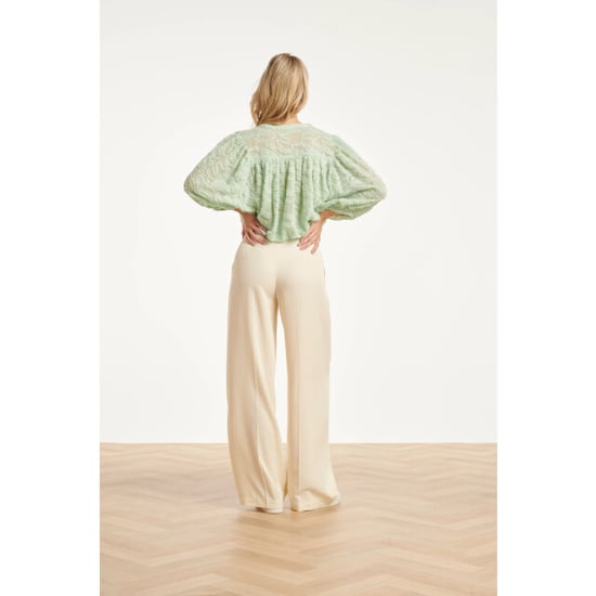 Smashed Lemon Structuur blouse met knoopsluiting en 3/4 mouwen | - Image 4