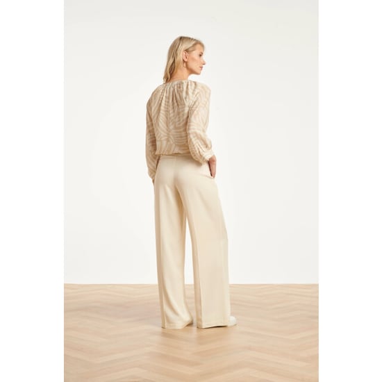 Smashed Lemon Beige blouse met abstracte print en halflange mouwen | - Image 6