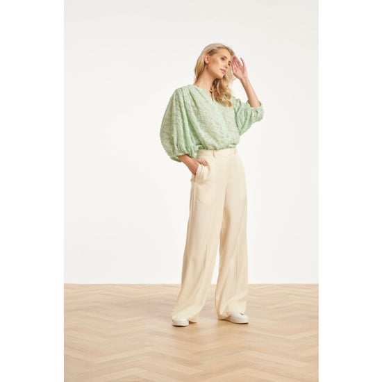 Smashed Lemon Structuur blouse met knoopsluiting en 3/4 mouwen | - Image 5