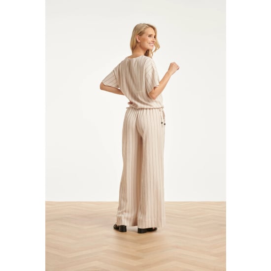 Smashed Lemon Gestreepte broek met ingeweven structuur en elastische tailleband | - Image 5