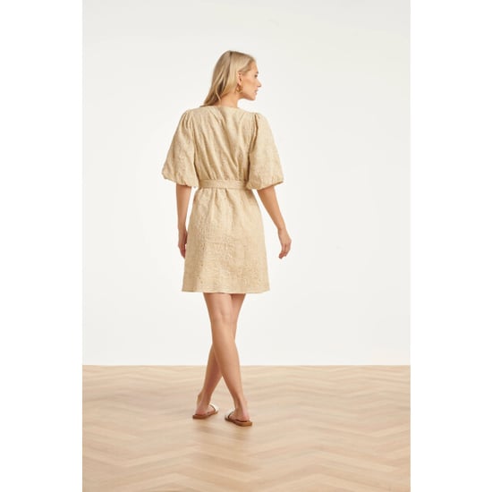 Smashed Lemon Beige jurk met broderie borduur | - Image 5