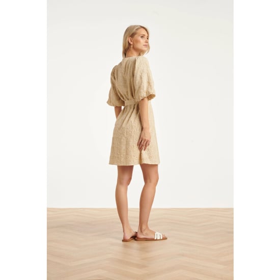 Smashed Lemon Beige jurk met broderie borduur | - Image 6