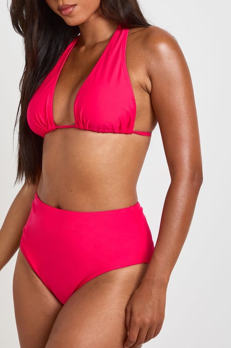 Tummy Control Halterneck Triangle Bikini Top & High Waisted Bikini Bottoms Set - Image 3