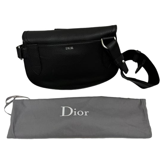 Dior Saddle Messenger Pouch in zwart generfd kalfsleer - Image 3