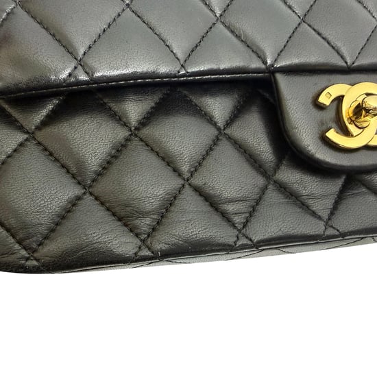 Chanel Medium Classic Double-Flap Shoulder Bag in Black Lamb Leather - Image 4