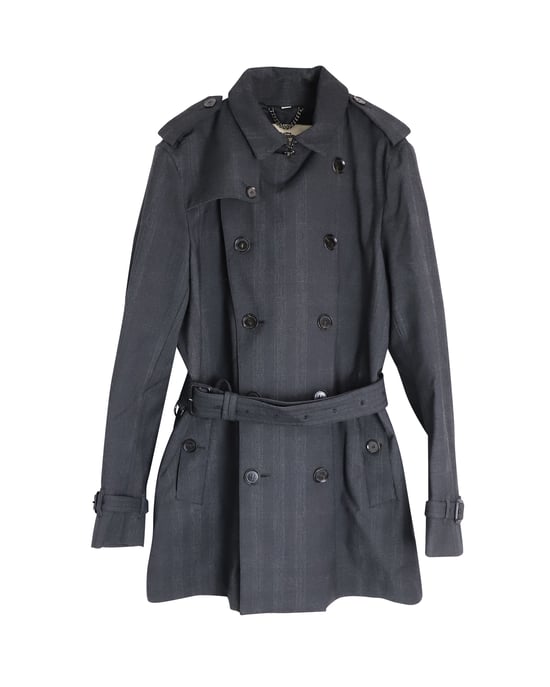 Burberry Double-Breasted Coat in Grey Cotton - Image 1