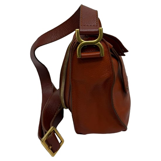 Chloé Medium Marcie Crossbody Bag in Orange Leather - Image 4